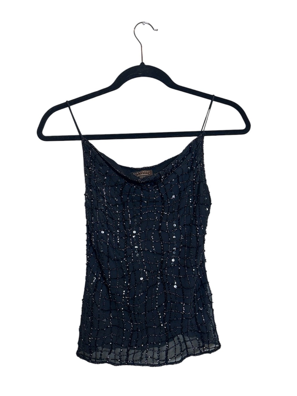 Italian Silk Beaded Black Spaghetti-Strap Camisole